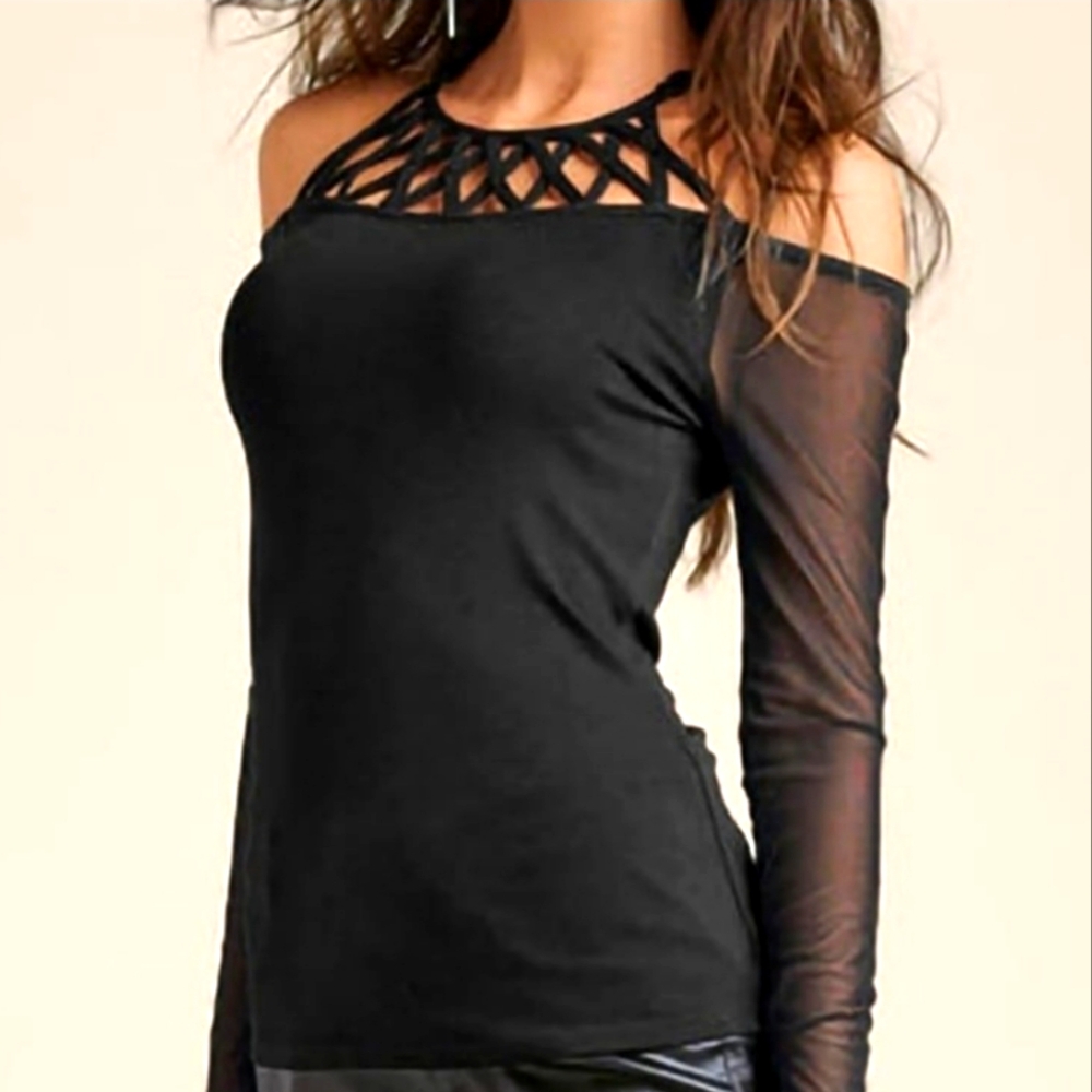 Strappy Neck Mesh Top – VENUS